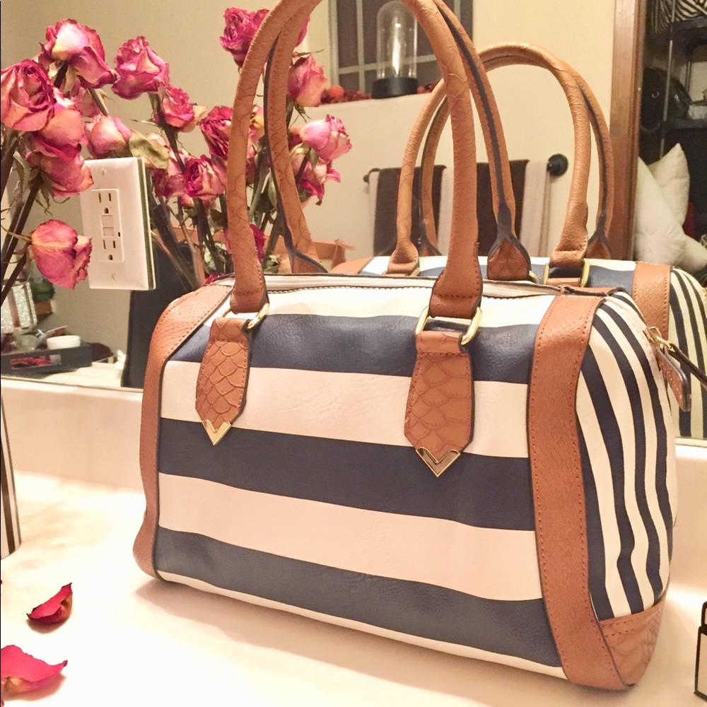 Donated! Apt. 9 Navy blue and white stripes Satchel